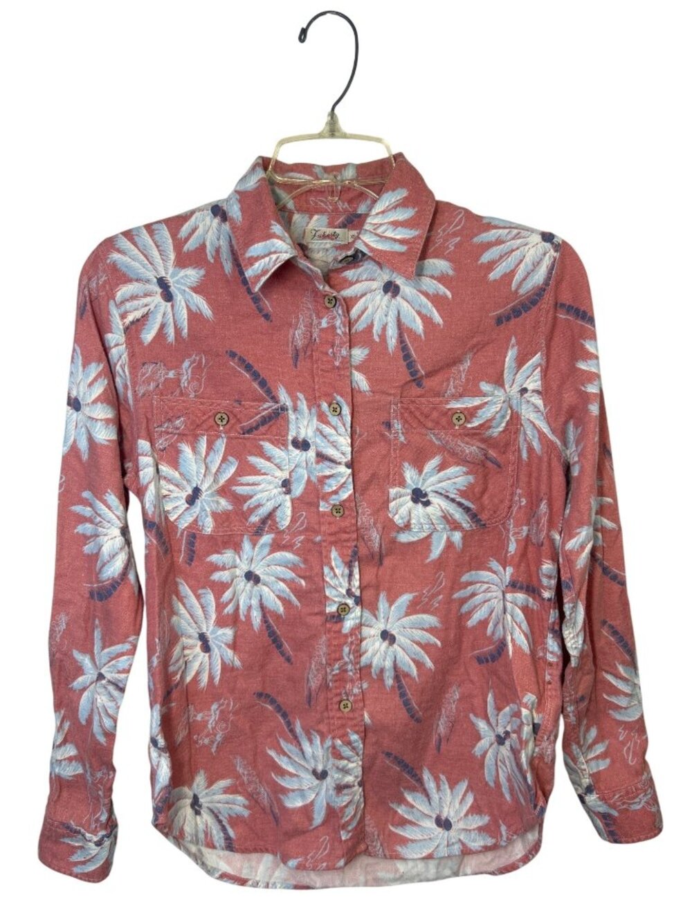 Faherty Men's XS Coral Palm Tree Button Up Shirt Long Sleeve Resort Coastal